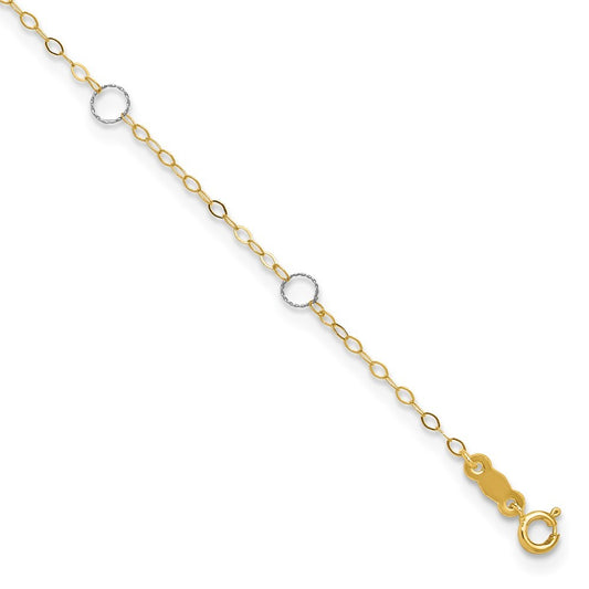 14k Two-tone Circles 7-Station 11" Anklet