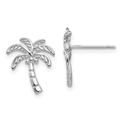 14k White Gold Palm Tree Earrings