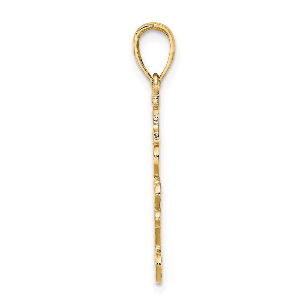 14k Yellow Gold Textured I LOVE YOU Charm Pendant for Women