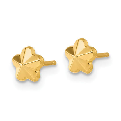 14k Yellow Gold Polished Flower Earrings