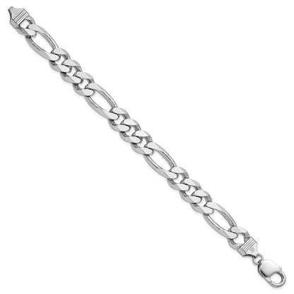 Sterling Silver Rhodium-plated 10.75mm Figaro Chain Bracelet