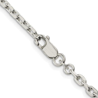 Sterling Silver Rhodium-plated 3.25mm Beveled Oval Cable Chain Necklace