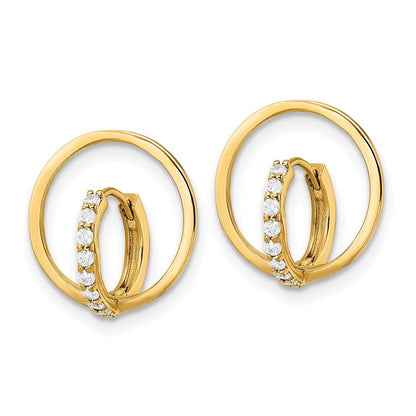 14k Yellow Gold Yellow Gold Polished Cubic Zirconia Circle Huggie Hoop Earrings
