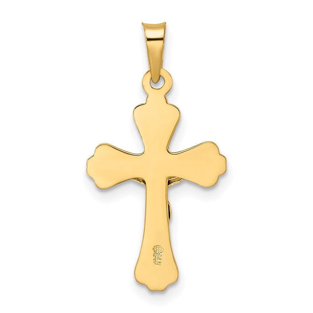 14k Two-tone Gold Polished Solid INRI Crucifix Pendant for Women