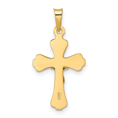 14k Two-tone Gold Polished Solid INRI Crucifix Pendant for Women