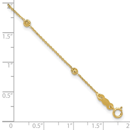 14k Yellow Gold  and Diamond-cut Tiny Puffed Circles 6-Station 7.25" Bracelet