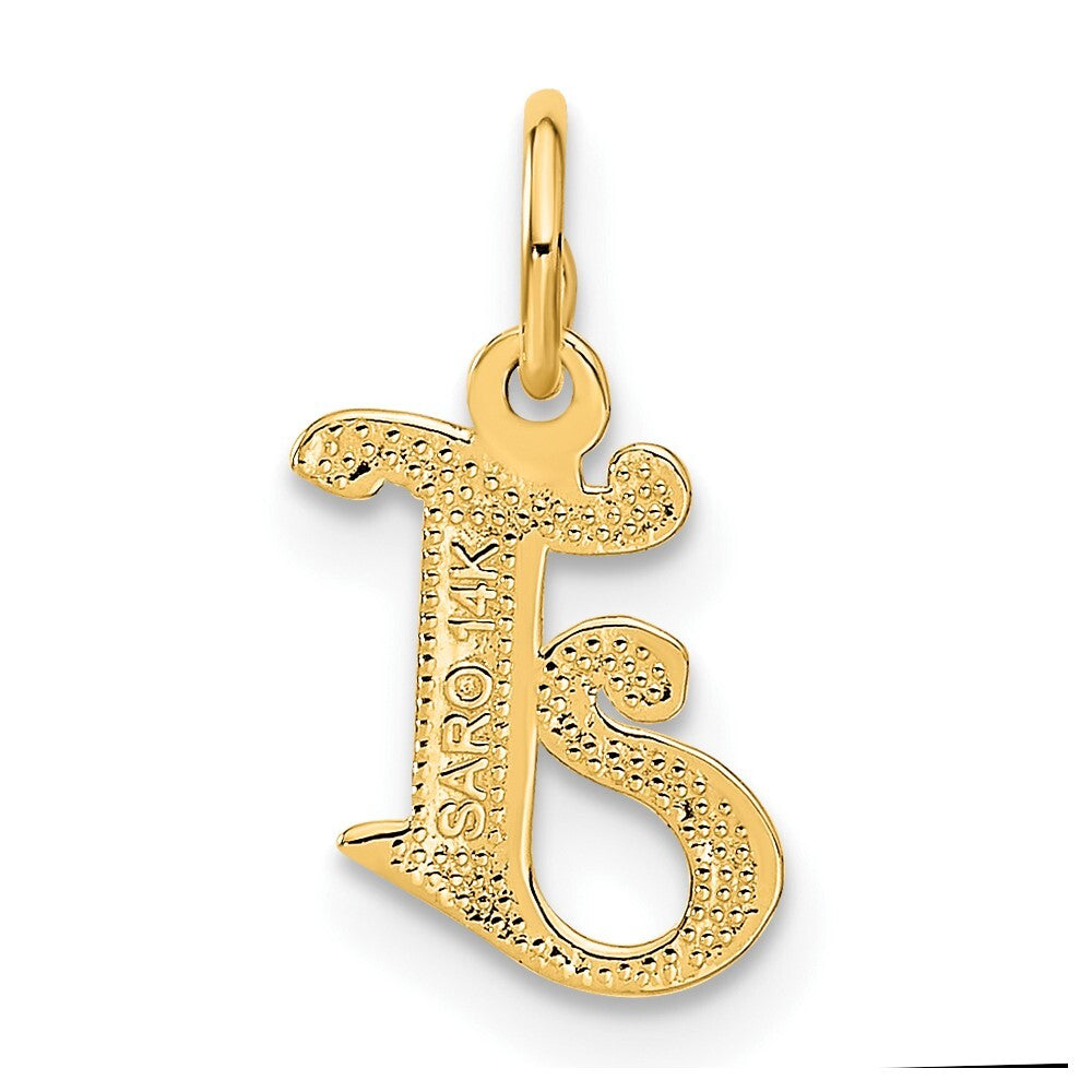 14k Yellow Gold Letter J Initial Charm Pendant for Women