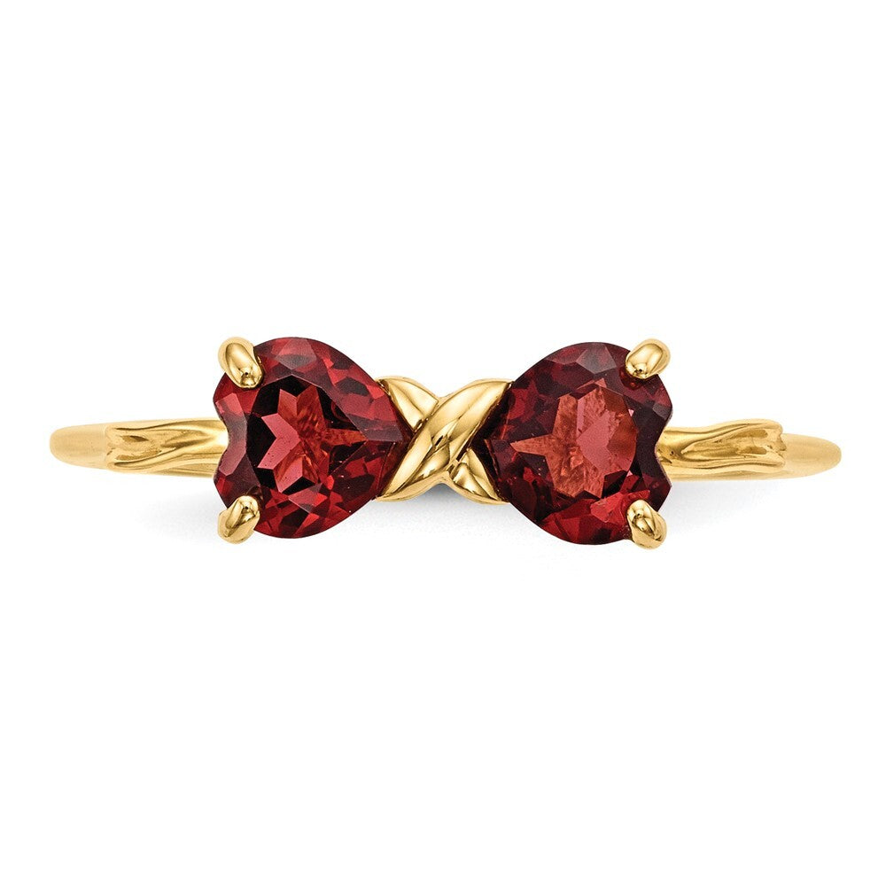 14K Yellow Gold Gold Polished Garnet Bow Ring
