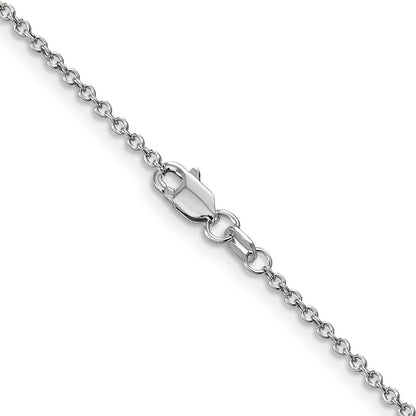 14K White Gold 20 inch 1.4mm Round Open Wide Link Cable Chain Necklace