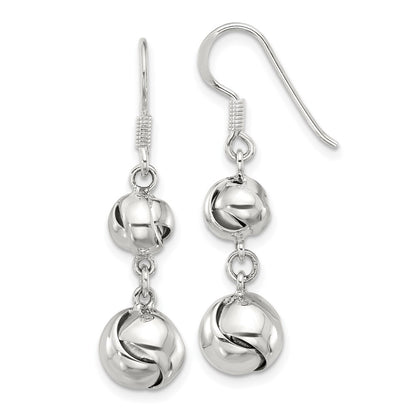 Sterling Silver Polished Knot Dangle Shepherd Hook Earrings