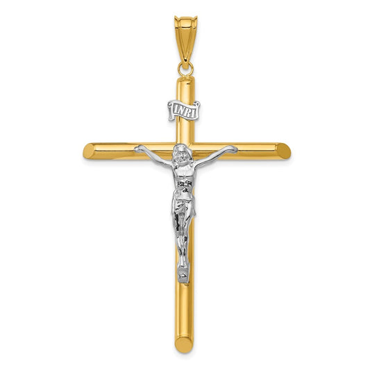 14k Two-Tone Gold Polished Crucifix Pendant