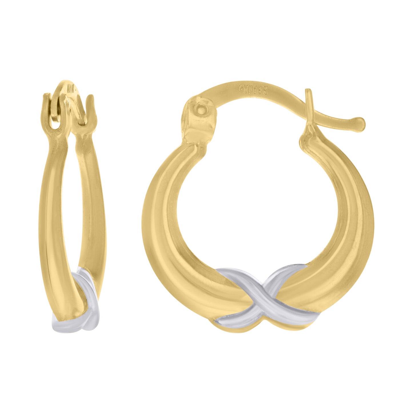 10kt Two-Tone Gold Infinity Hoop Earrings