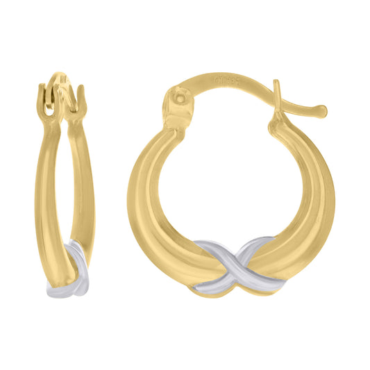 10kt Two-Tone Gold Infinity Hoop Earrings