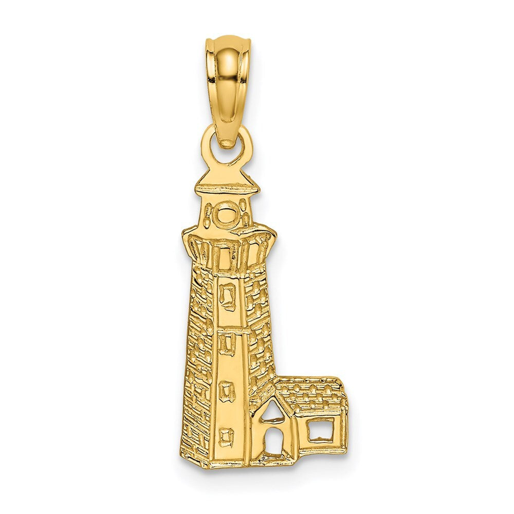 14k Yellow Gold Lighthouse Charm Pendant for Women