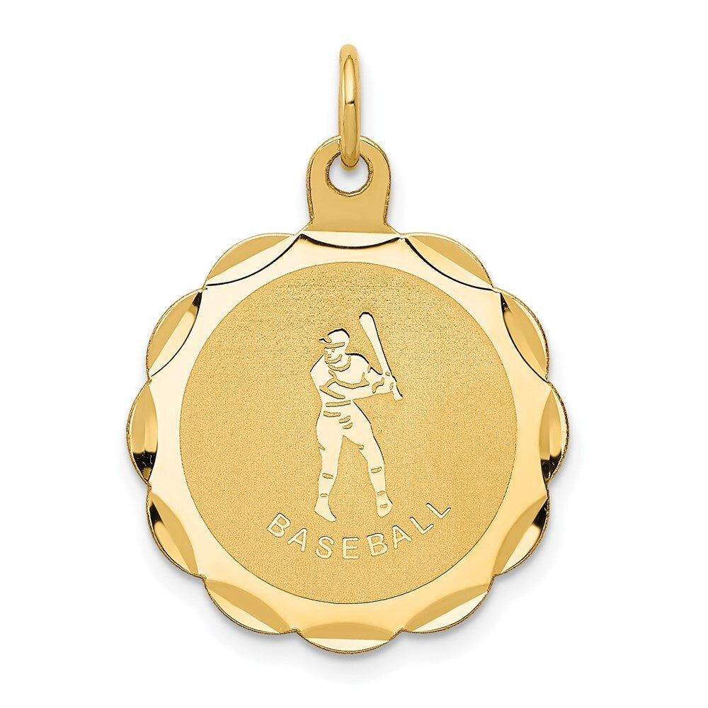 14k Yellow Gold Baseball Disc Charm Pendant for Women