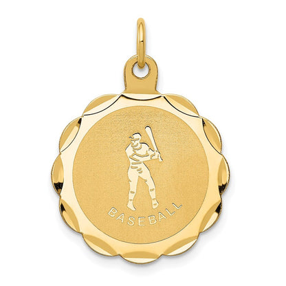 14k Yellow Gold Baseball Disc Charm Pendant for Women