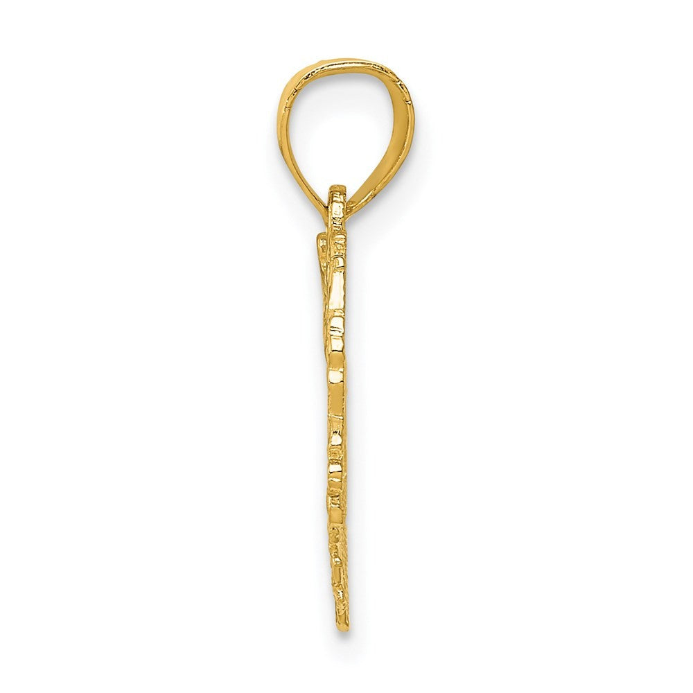14k Yellow Gold Polished Floral Border Heart Pendant