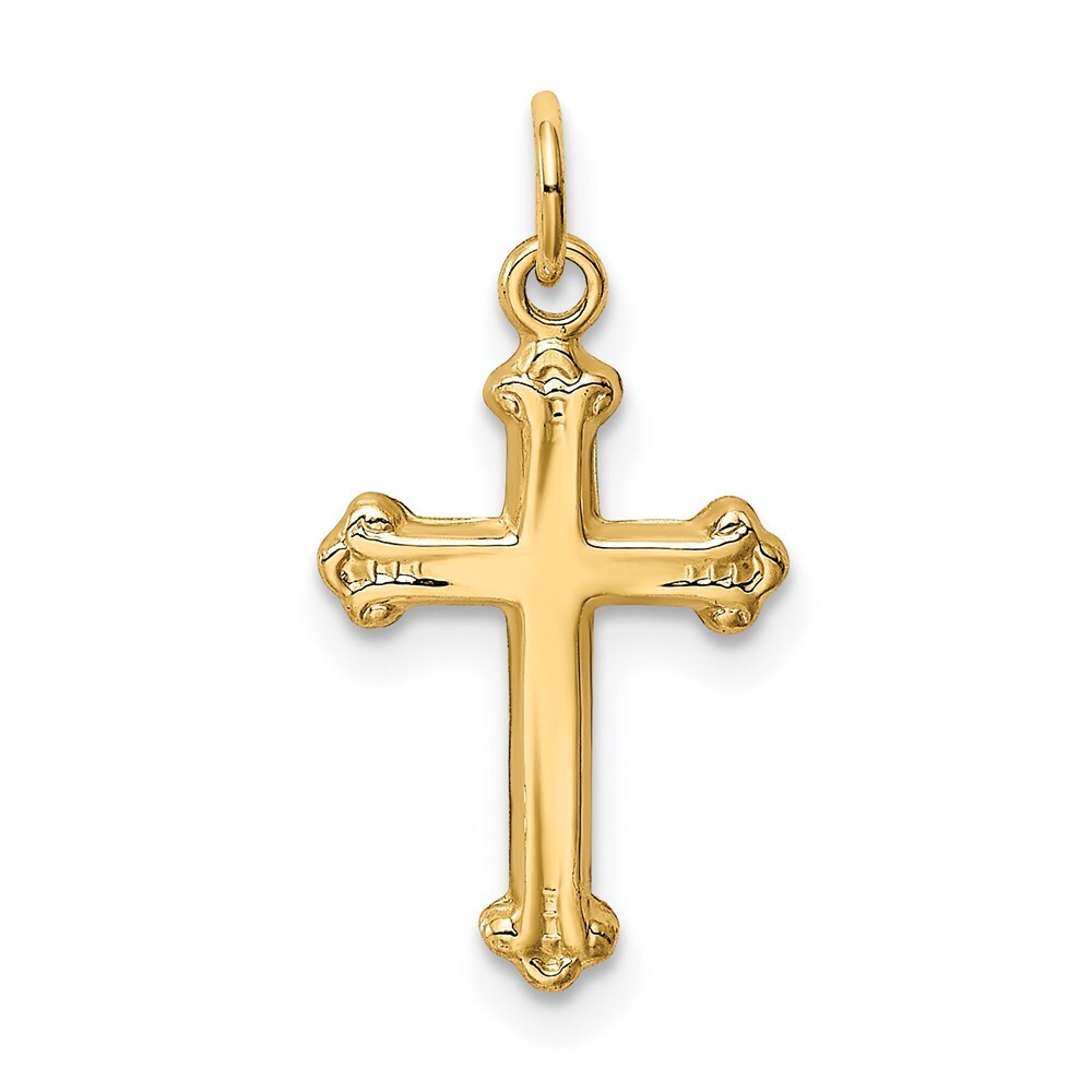14k Yellow Gold Cross Charm Pendant for Women