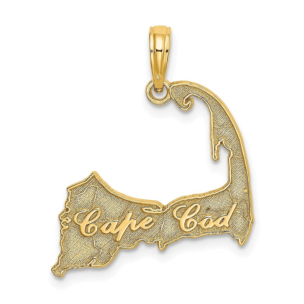14k Yellow Gold CAPE COD Map Charm Pendant for Women