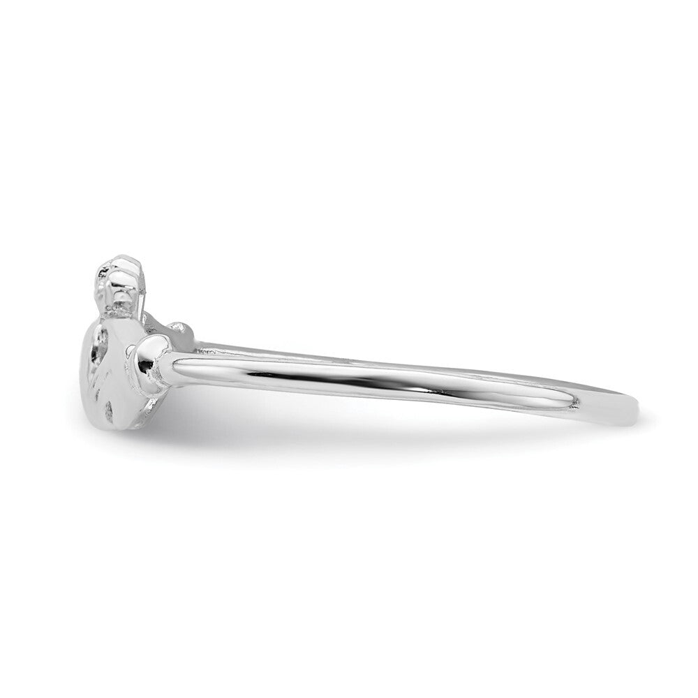 Sterling Silver Rhodium-plated Claddagh Ring Size 6