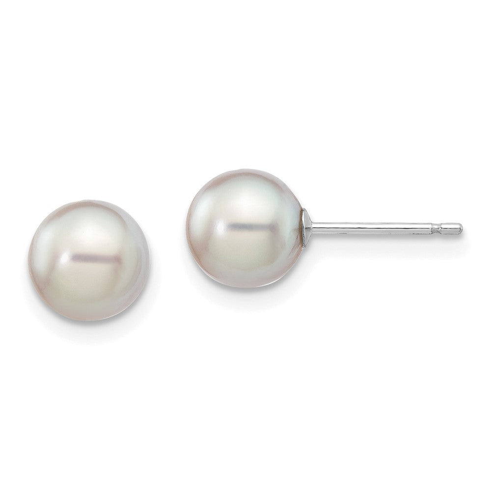 14k White Gold 6-7mm Grey Round Akoya Saltwater Cultured Pearl Earrings