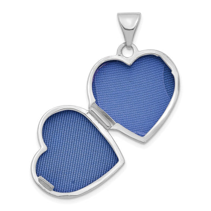 14k White Gold with Diamond 16mm Heart Locket Pendant for Women