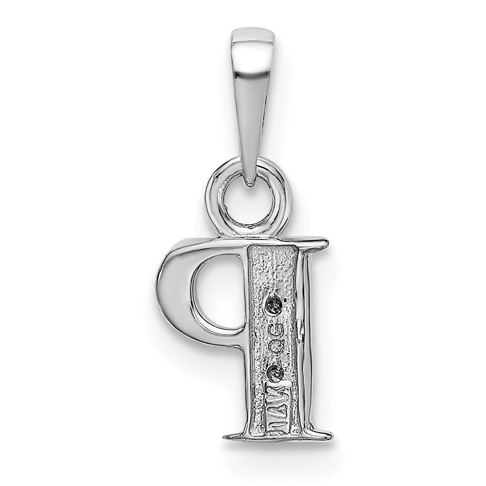 14k White Gold Rhodium-plated Diamond Letter P Initial Pendant for Women