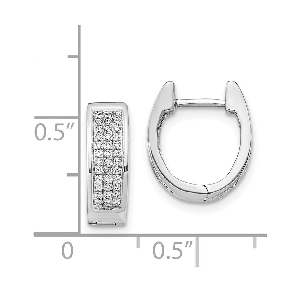 14k White Gold Diamond Small Hinged Oval Hoop Earrings