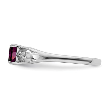Sterling Silver Rhod-plated Diamond Rhodolite Garnet Ring Size 6