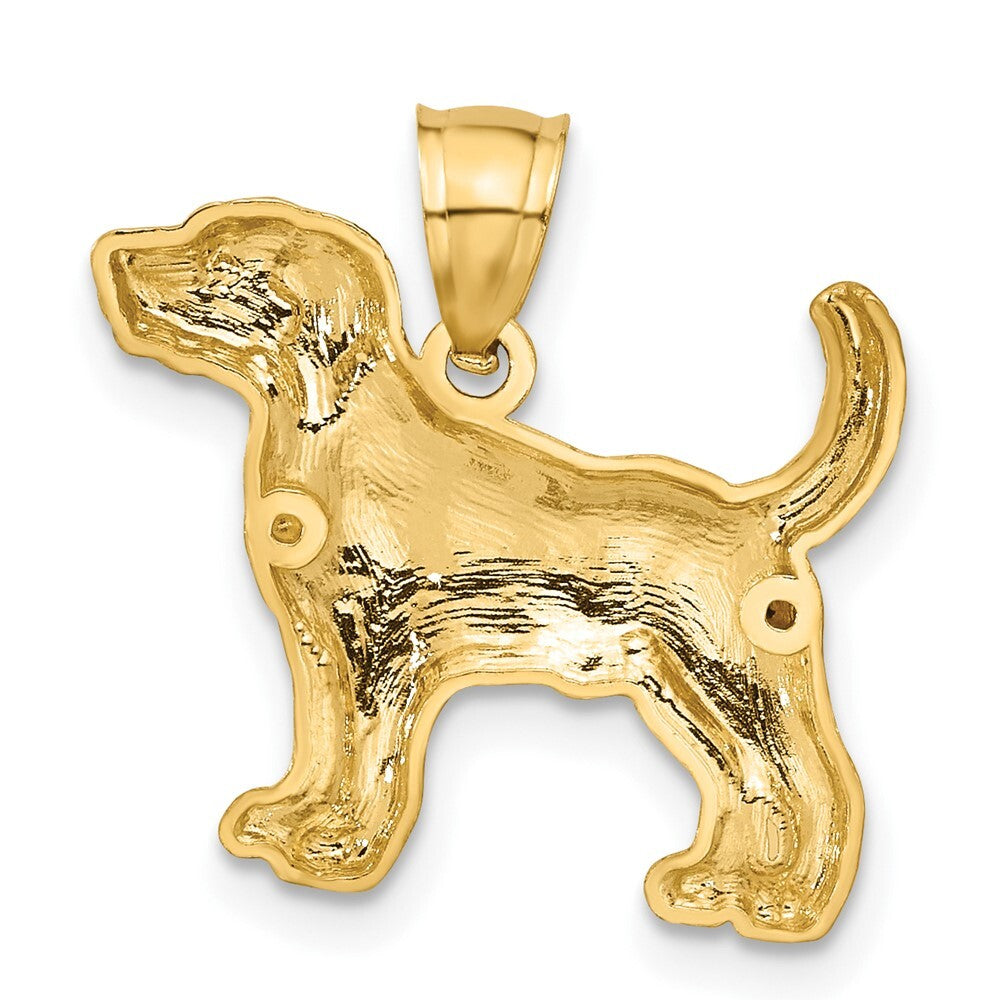 14k Yellow Gold Diamond-cut Beagle Pendant for Women