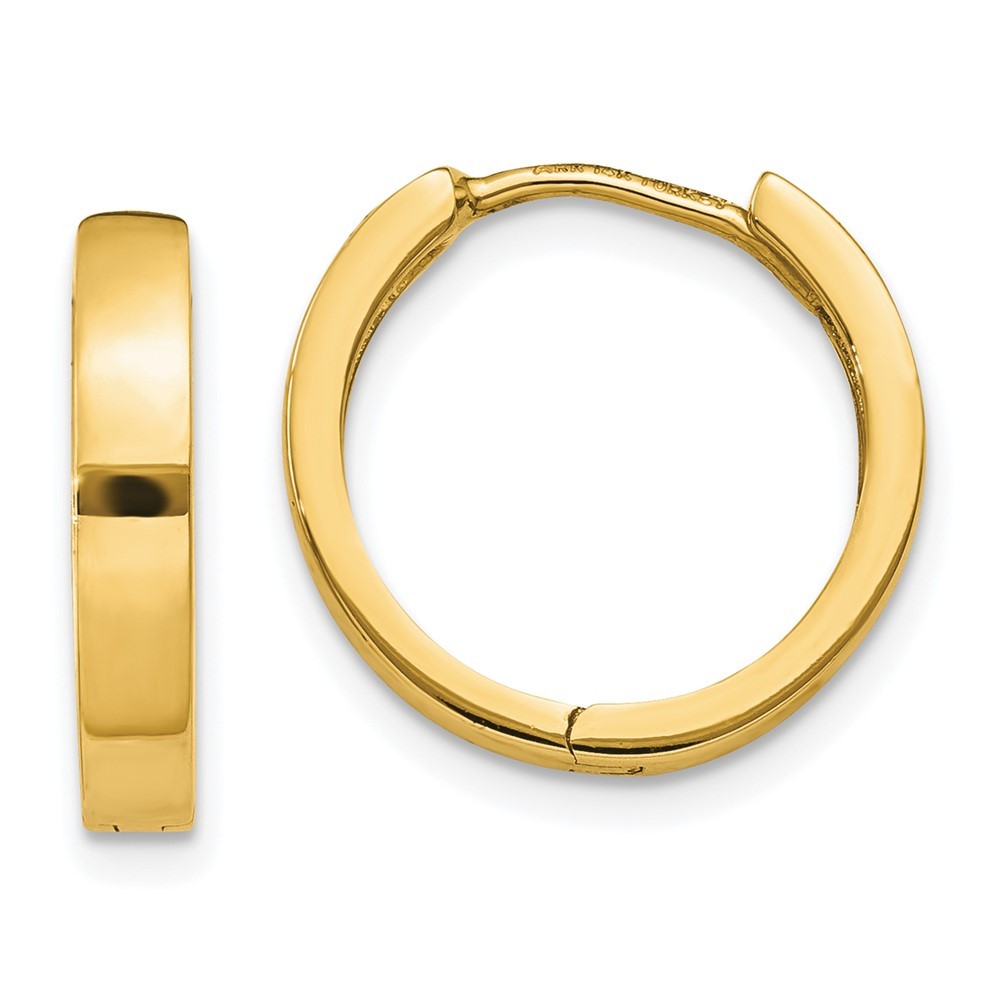 14k Yellow Gold Round Hinged Hoop Earrings