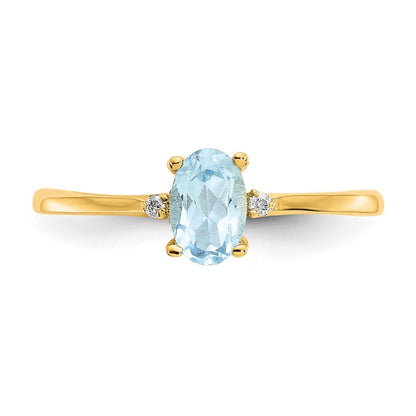 14K Yellow Gold Diamond & Aquamarine Birthstone Ring