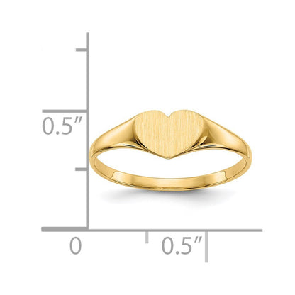14K Yellow Gold 6.0x7.5mm Closed Back Heart Signet Ring