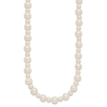 14k White Gold 5-8mm White Near-Round Freshwater Cultured Pearl 18 inch Necklace