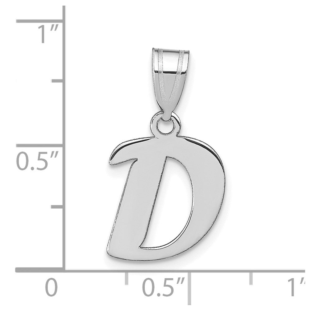 14K White Polished Script Letter D Initial Pendant