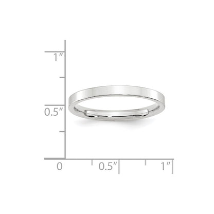14k White Gold 2.5mm Standard Weight Flat Comfort Fit Wedding Band Size 5