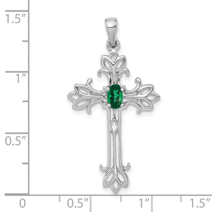 14k White Gold 5x3mm Oval Mount St. Helens cross pendant for Women