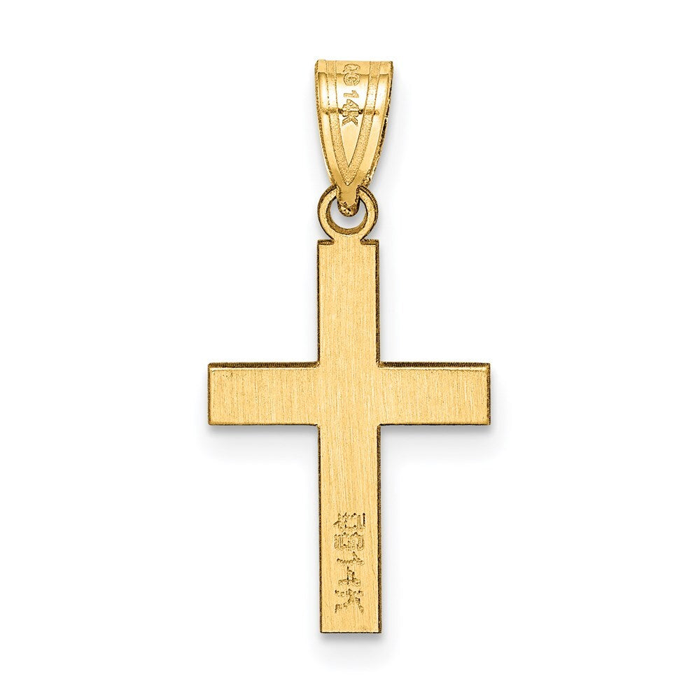 14k Yellow Gold Polished Cross Charm Pendant for Women