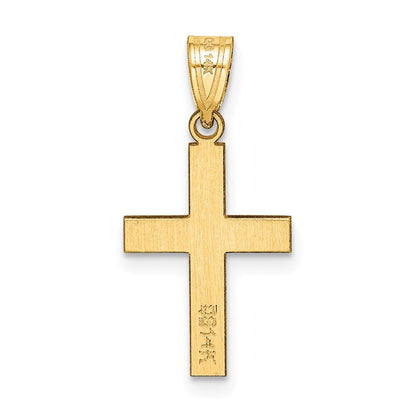 14k Yellow Gold Polished Cross Charm Pendant for Women