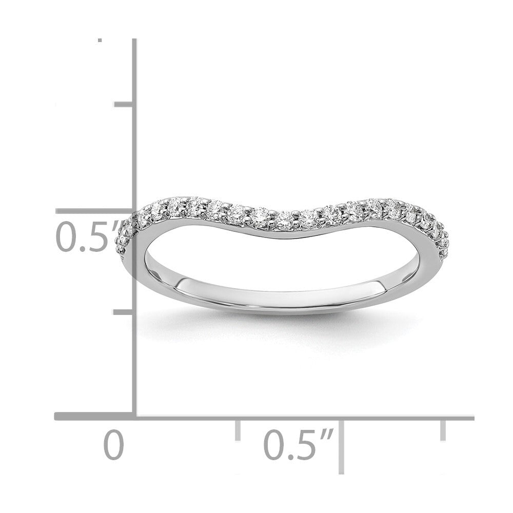 14k White Gold Curved Diamond Ring Size 7