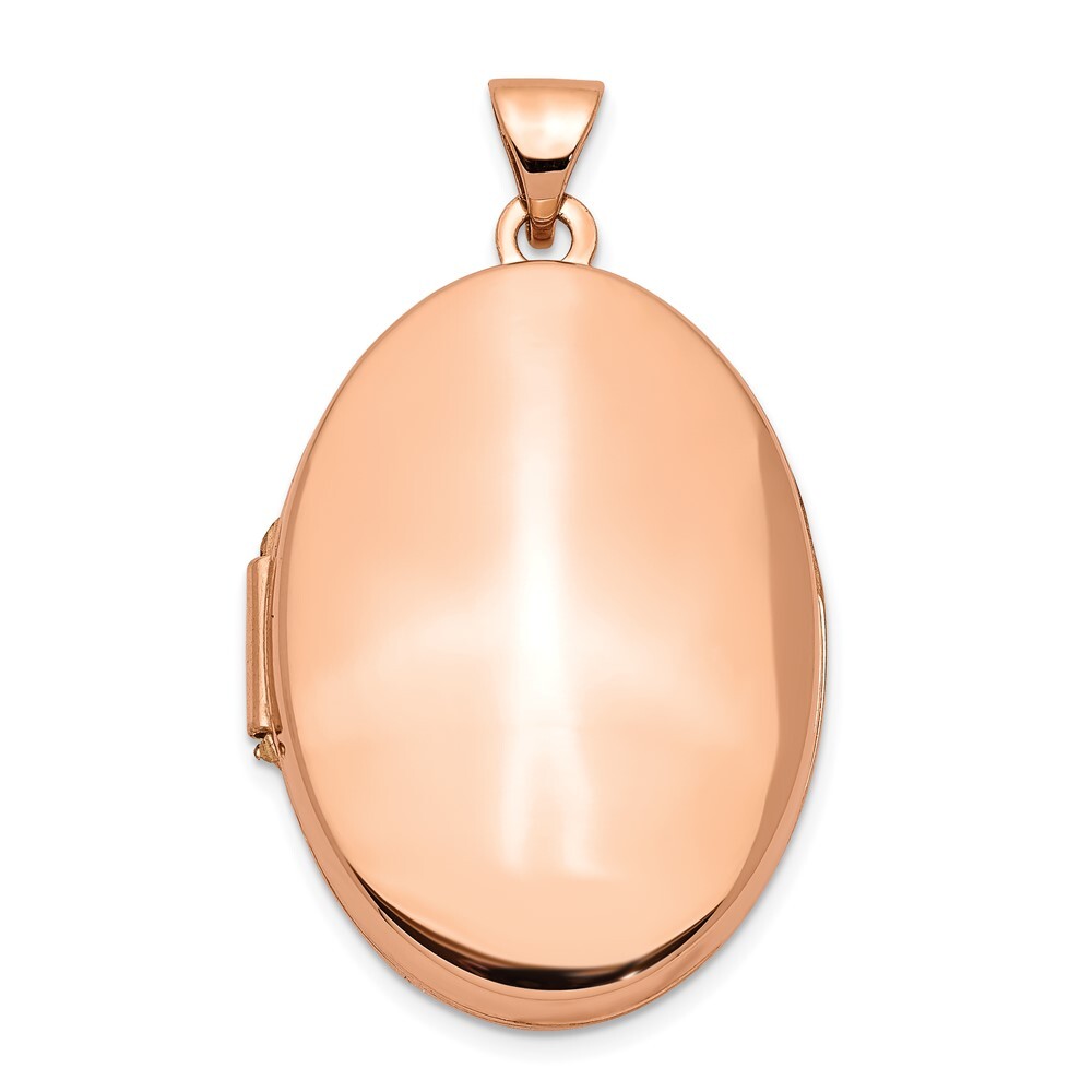 14k Rose Gold Polished 26mm Domed Oval Locket Pendant for Women