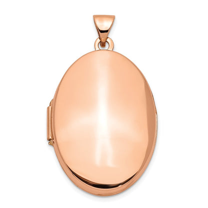 14k Rose Gold Polished 26mm Domed Oval Locket Pendant for Women