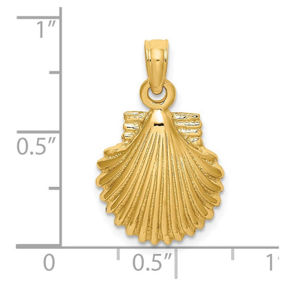 14k Yellow Gold Polished Scallop Shell Charm Pendant for Women