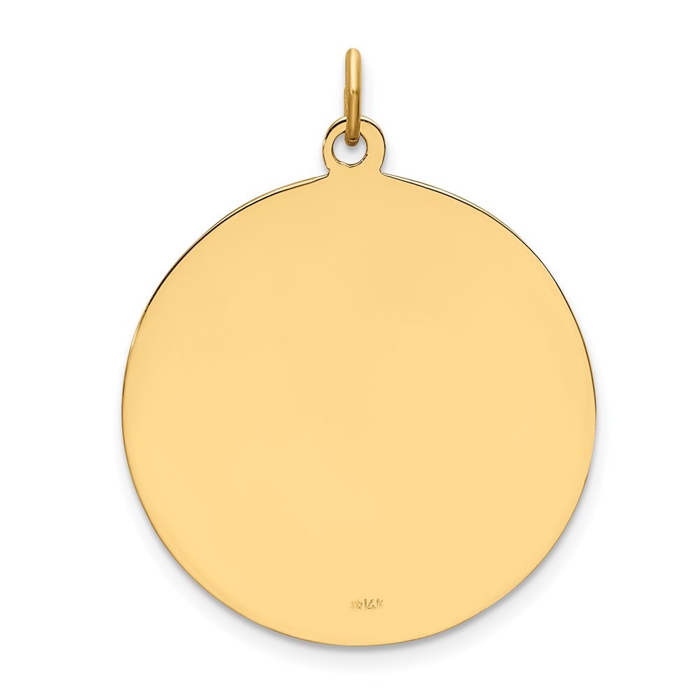 14k Yellow Gold Solid Polished Satin Medium Round Disc St. Christopher Medal