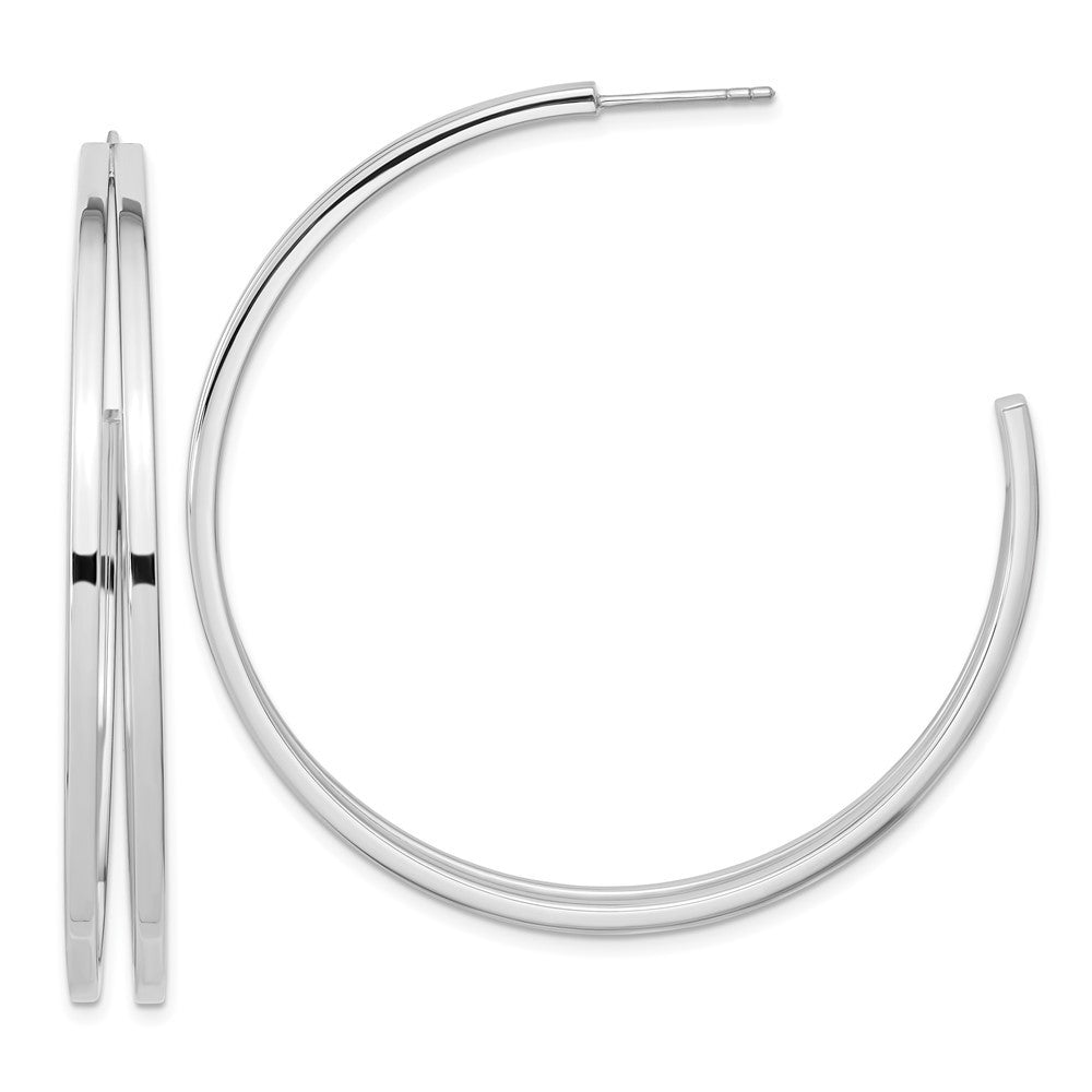 Sterling Silver Rhodium Plated Split Design Hoop Earrings
