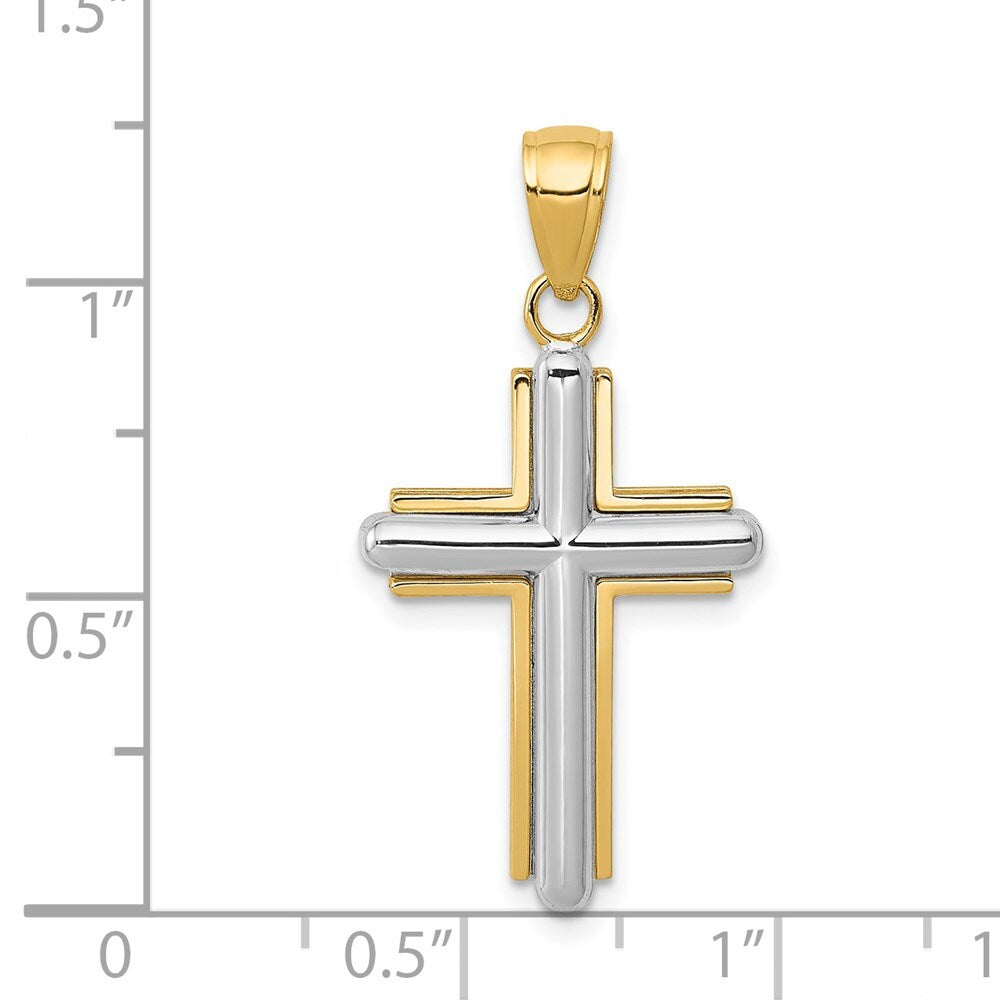 14k Two-tone Gold Cross Pendant for Women