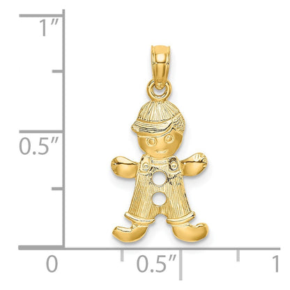 14k Yellow Gold Playful Boy Cut Out Buttons Charm Pendant for Women