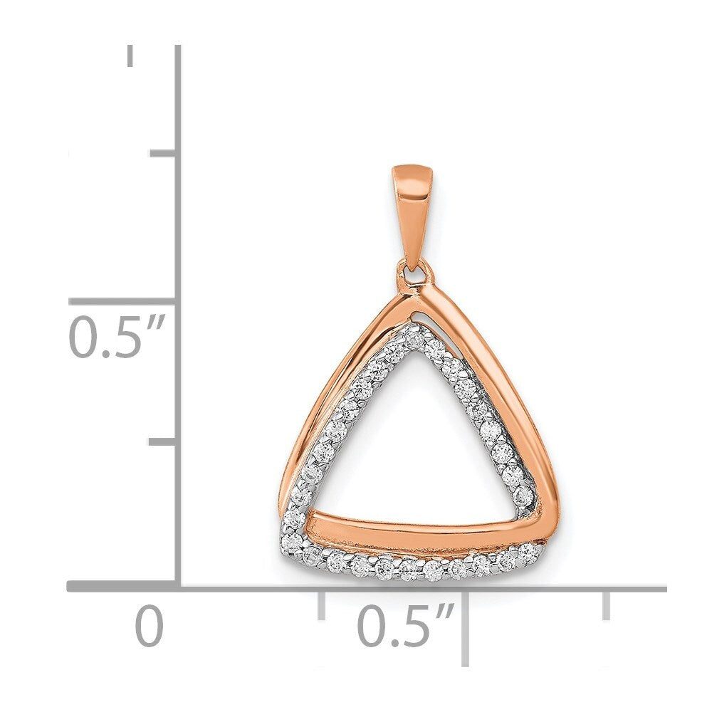 14k Rose Gold 1/6ct. Diamond Double Triangle Pendant for Women