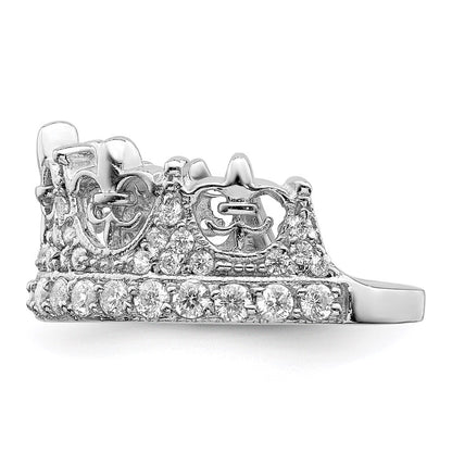 Sterling Silver Rhodium-plated Fleur-de-lis Crown Cubic Zirconia Ring Size 6