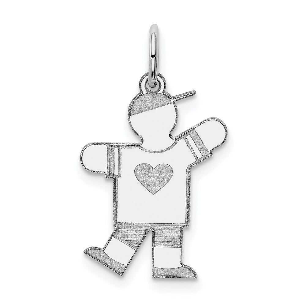 14k White Gold Kid Charm Pendant for Women